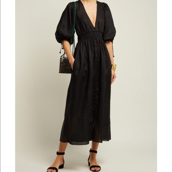 zimmermann black linen dress